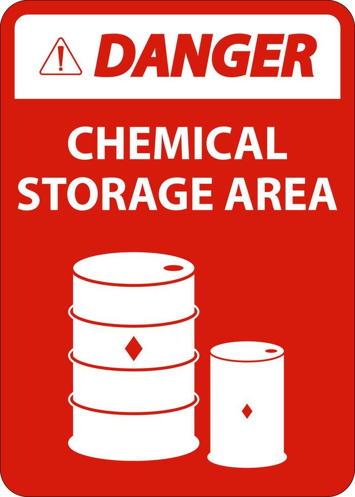 signe de zone de stockage de produits chimiques de danger sur fond blanc vecteur