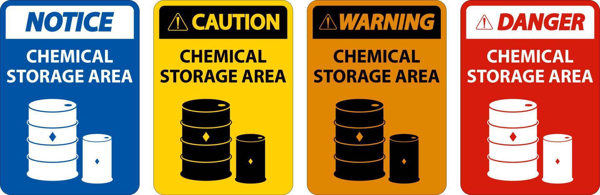 Panneau de zone de stockage de produits chimiques sur fond blanc vecteur