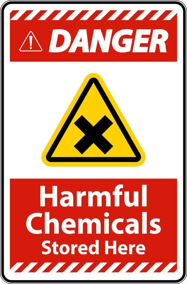 danger produits chimiques nocifs stockés ici signe sur fond blanc vecteur