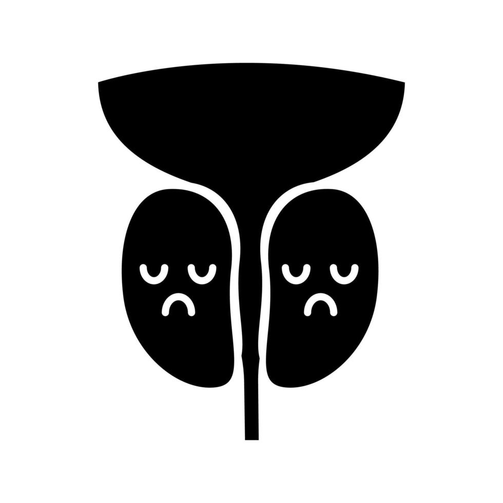 icône de glyphe de glande prostatique triste. la santé des hommes. maladies du système reproducteur masculin. symbole de la silhouette. espace négatif. illustration vectorielle isolée vecteur