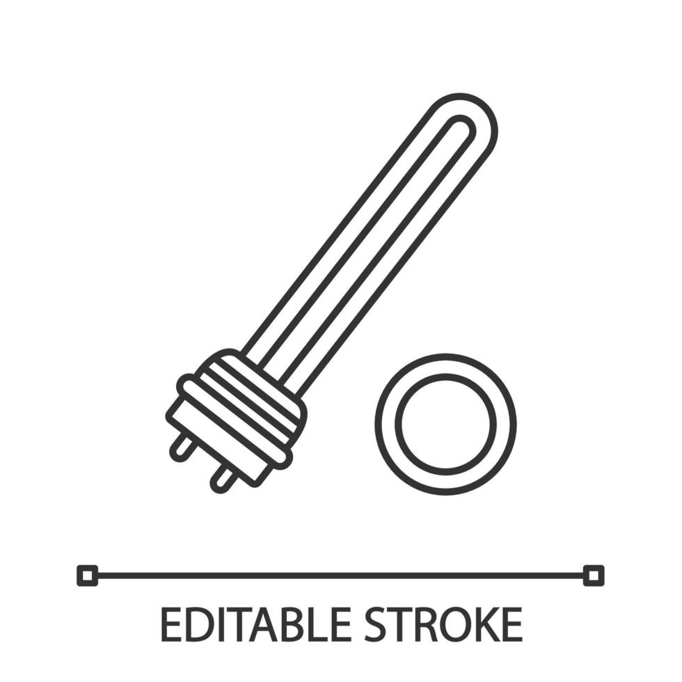 icône linéaire de l'élément chauffe-eau. chauffe-eau électrique. illustration de la ligne mince. élément chauffant électrique. symbole de contour. dessin de contour isolé de vecteur. trait modifiable vecteur