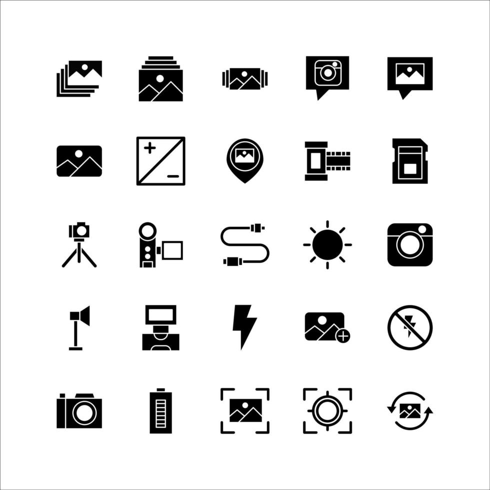 ensemble d'icônes de photographie vecteur solide pour le site Web, l'application mobile, la présentation, les médias sociaux.