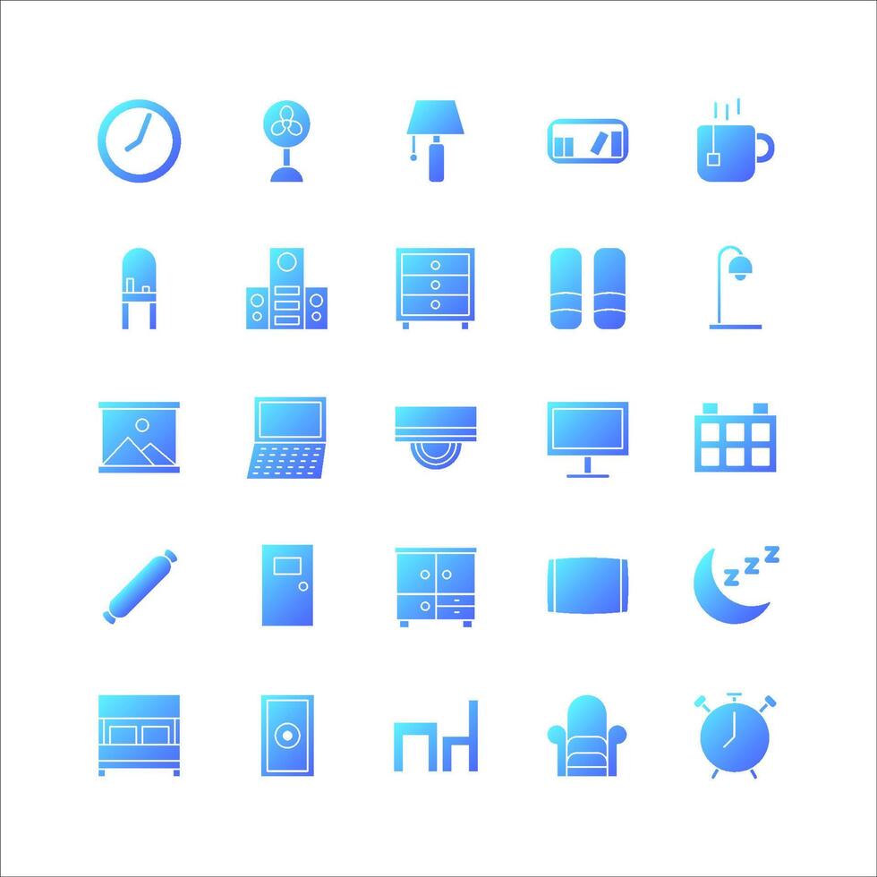 jeu d'icônes de chambre dégradé vectoriel pour site Web, application mobile, présentation, médias sociaux.