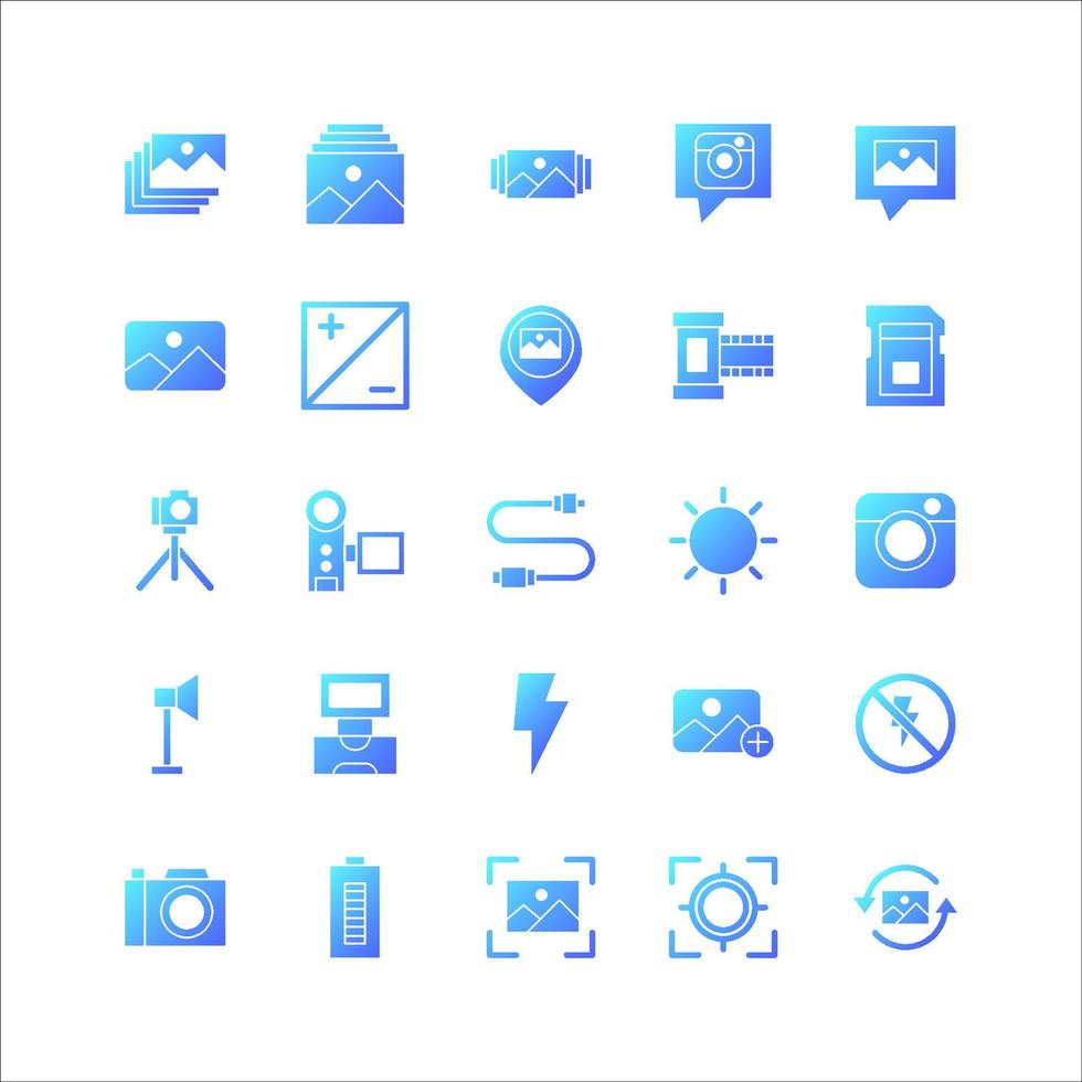 jeu d'icônes de photographie gradient vectoriel pour site Web, application mobile, présentation, médias sociaux.