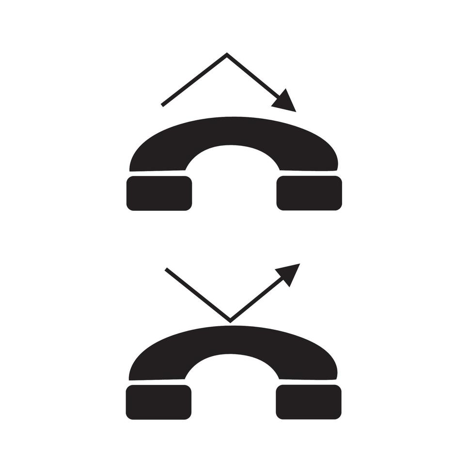 icônes de téléphone vectorielles, icônes de téléphone composées d'icônes de téléphone entrantes et sortantes vecteur