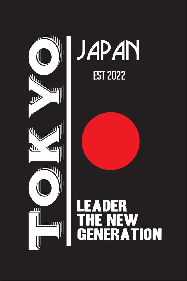 conception d'affiche avec les mots tokyo japan et le leader de la nouvelle génération sur fond noir vecteur