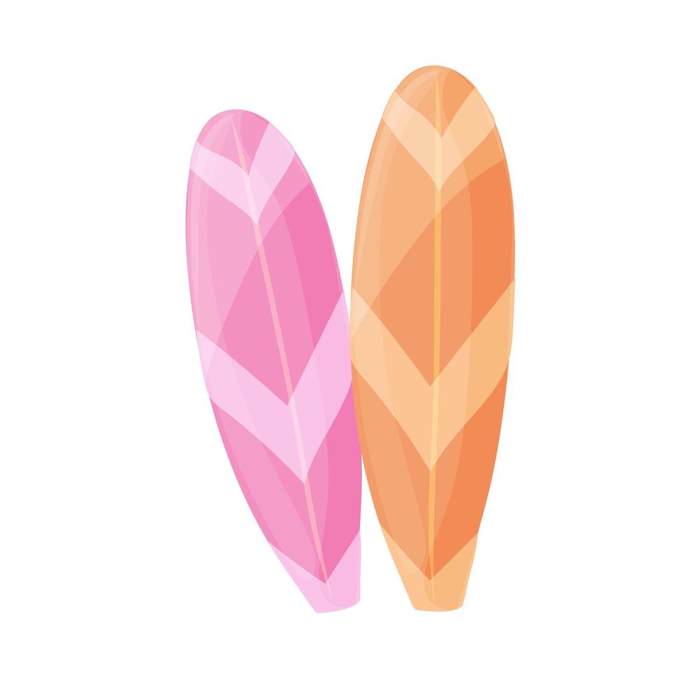 icône de deux planches de surf colorées. icône de vecteur de dessin animé pour la conception isolée sur blanc