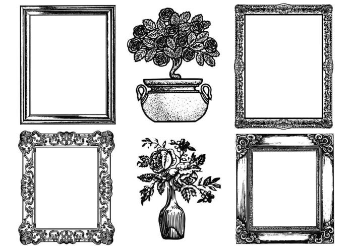 Gravure Gravure Antique Vector Frame Pack