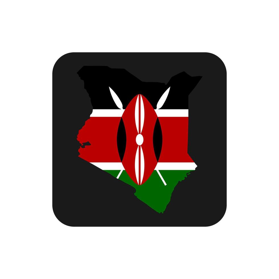 Kenya map silhouette avec drapeau sur fond noir vecteur