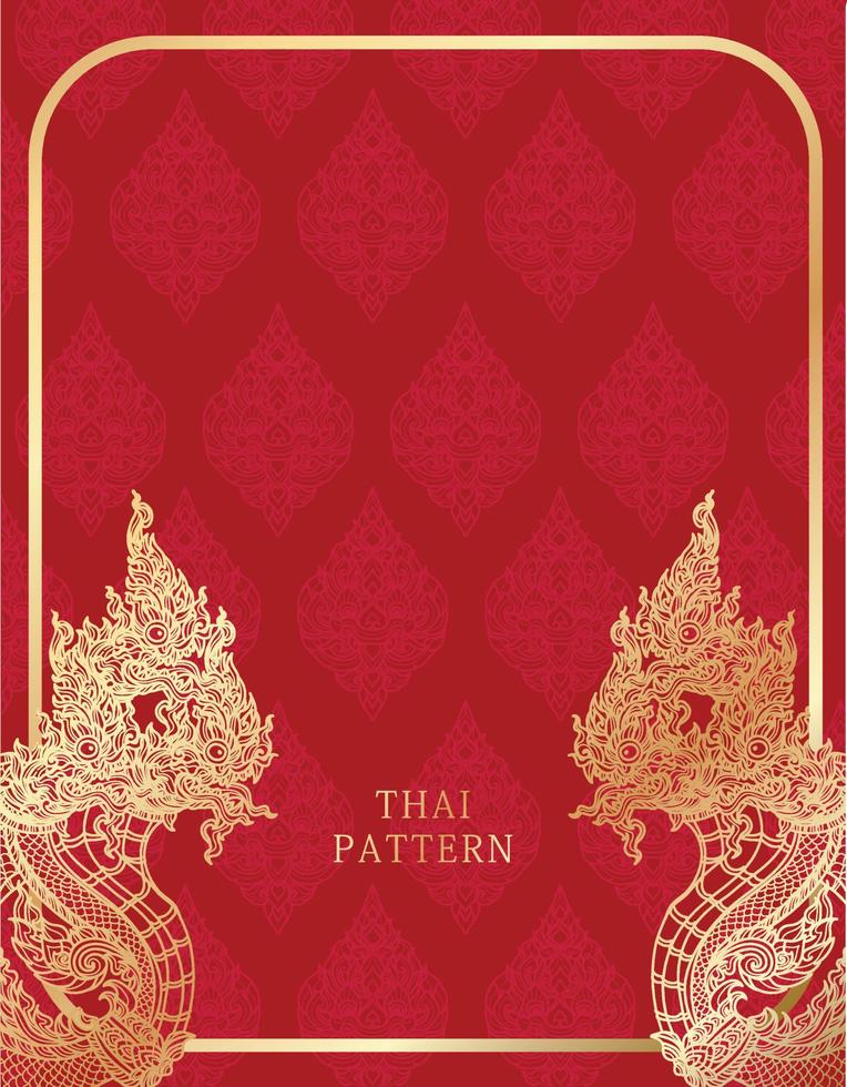 motif thaïlandais illustration traditionnelle rouge et or vecteur