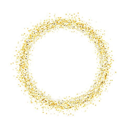 Cercle de paillettes d&#39;or avec de petites particules. abstrait avec des étincelles d&#39;or sur fond blanc. vecteur