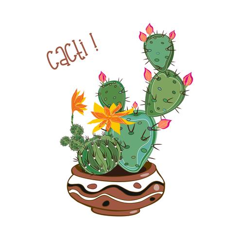 Cactus dans un pot en argile. Cactus dans un pot. Illustration vectorielle vecteur