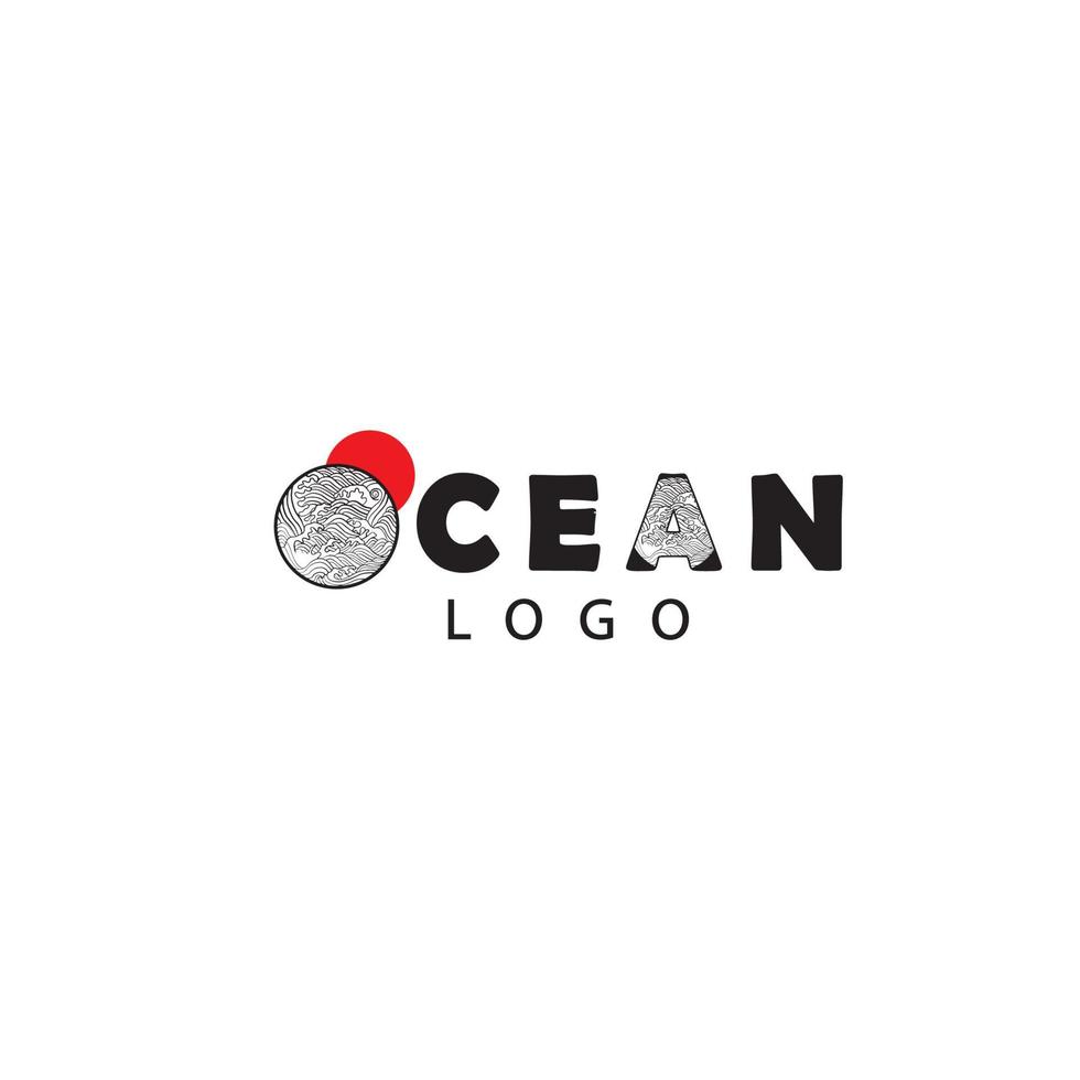 modèle de conception de logo océan mer vague vecteur