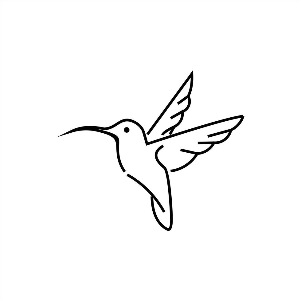 dessin au trait simple logo colibri noir féminin vecteur