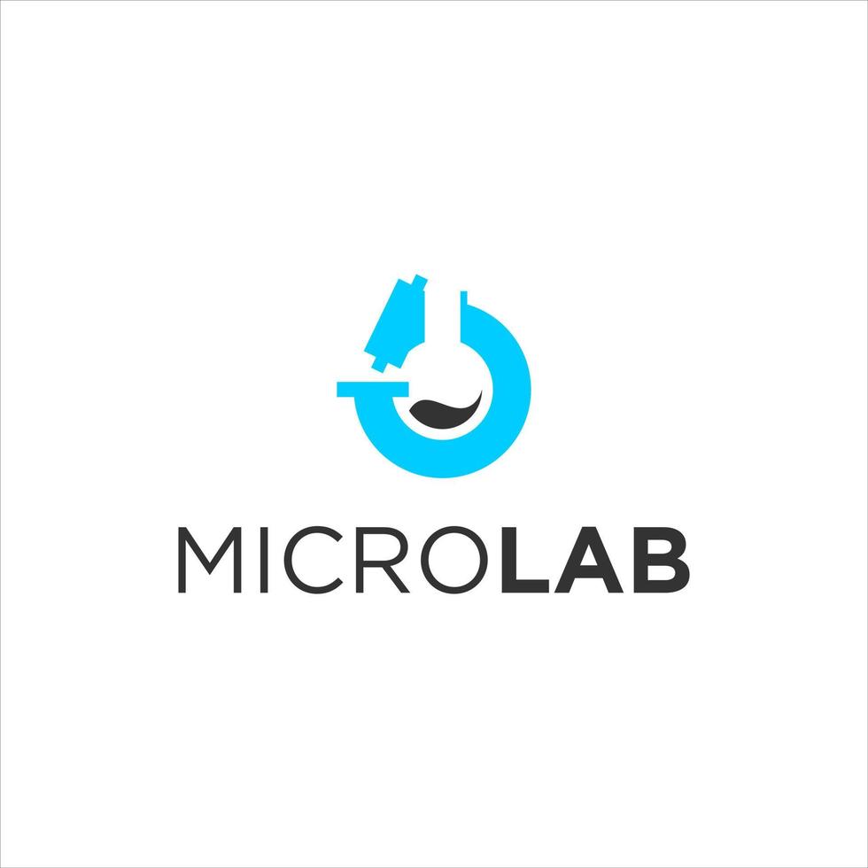 idée de conception de logo de science de micro laboratoire bleu simple vecteur