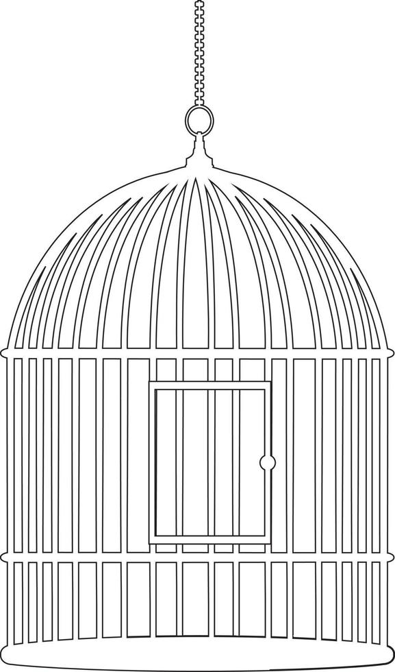 cage à oiseaux vide en noir et blanc vecteur