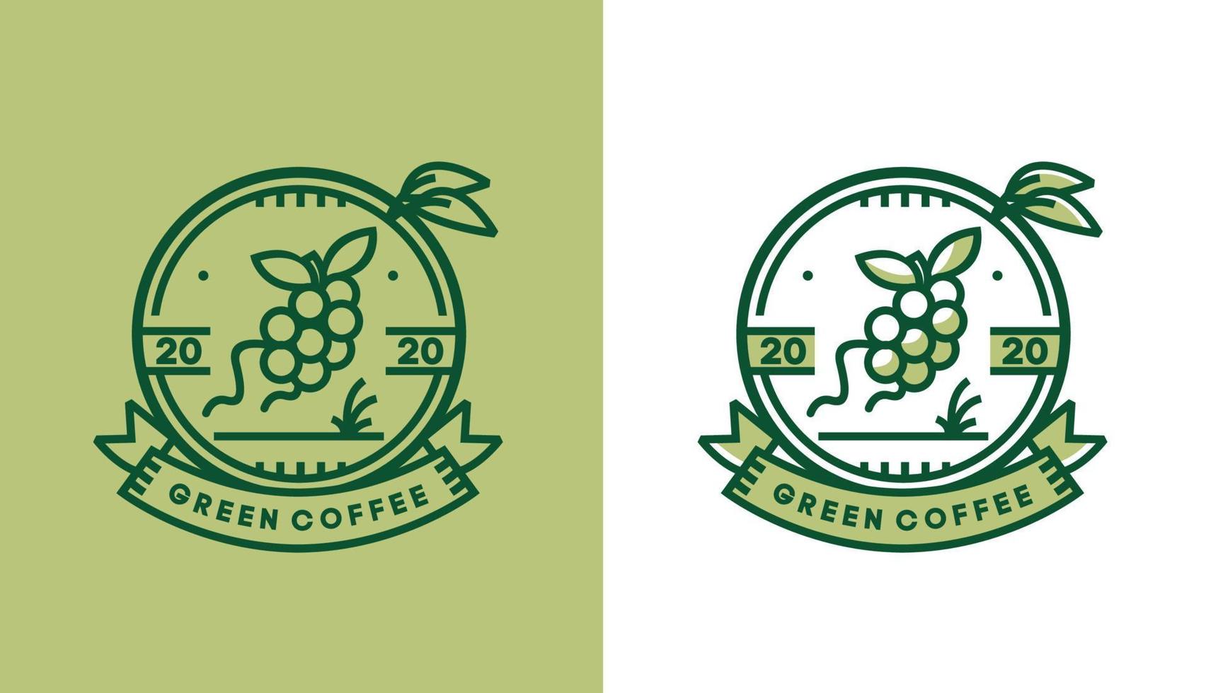 conception de logo de café, grains de café frais vintage modernes pour les menus de cafés naturels, adaptés aux entreprises de magasins et de restaurants vecteur