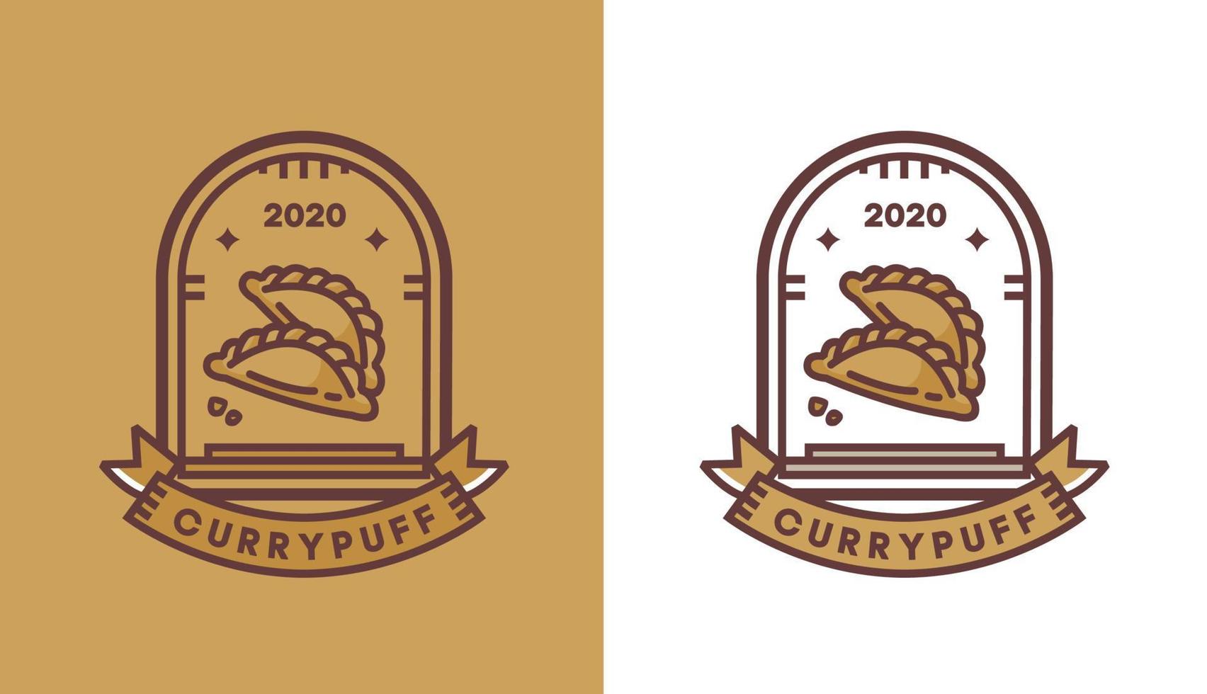 conception de logo de bouffée de curry, gâteau humide vintage moderne pour le logo de café, adapté aux entreprises d'alimentation et de boissons vecteur