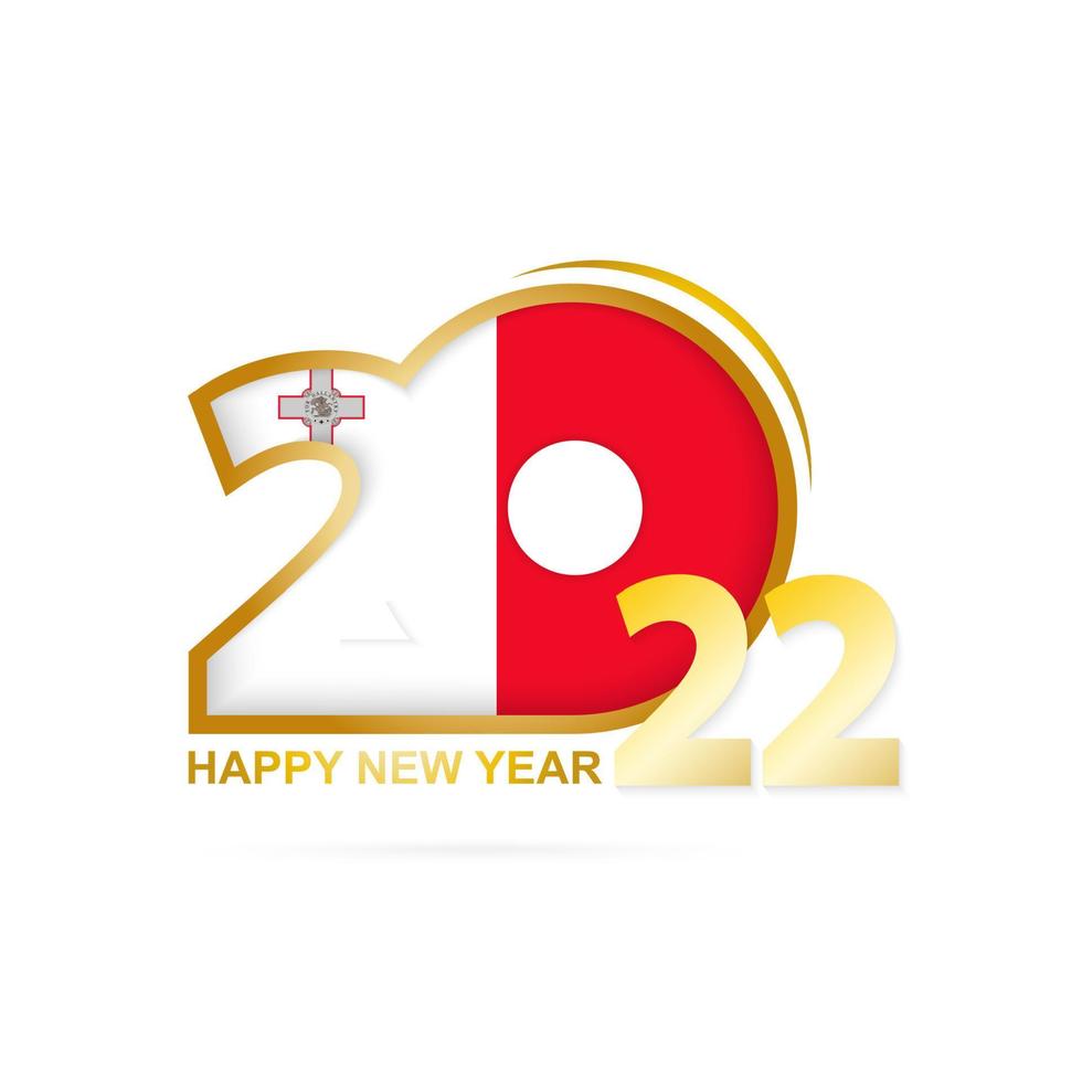 année 2022 avec motif drapeau de malte. conception de bonne année. vecteur