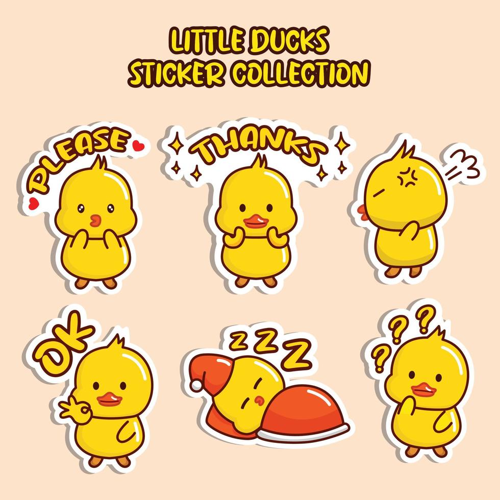 ensemble de médias sociaux collection d'autocollants emoji petit canard émoticône animale vecteur