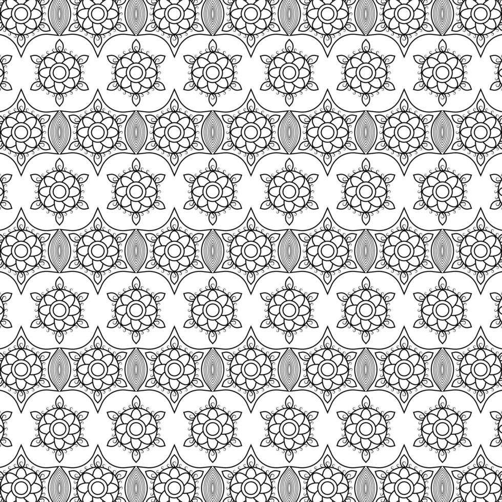 motif géométrique sans couture de mandala floral gris sur fond blanc vecteur dans l'illustration