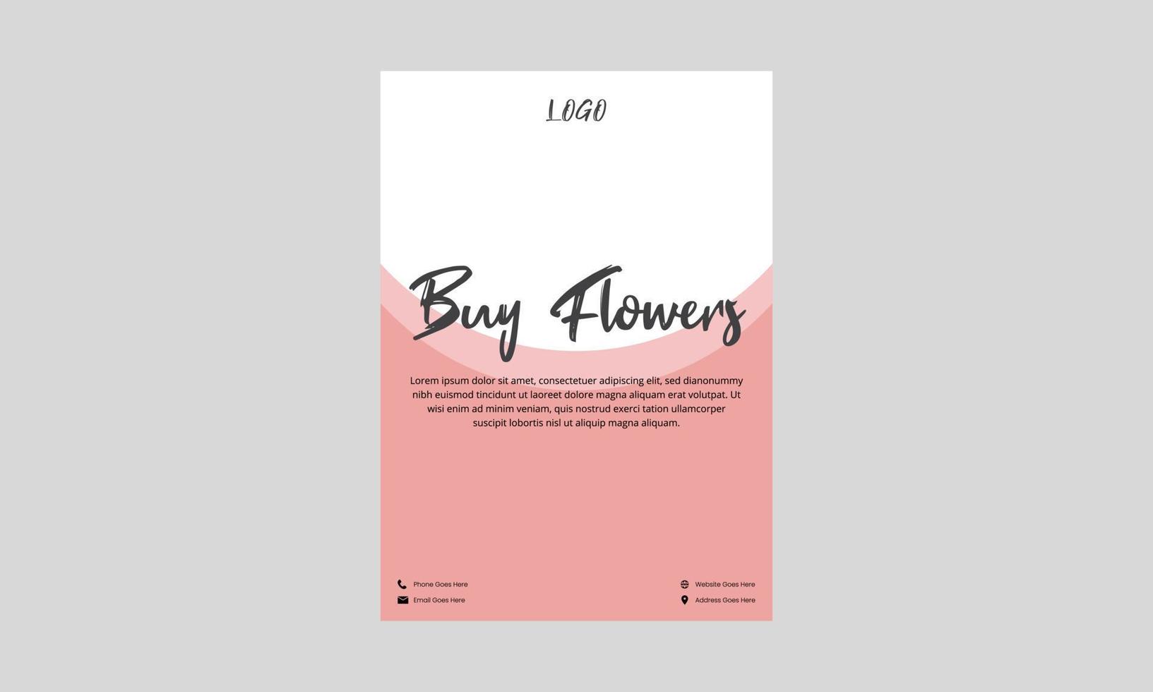 conception de flyer de magasin de fleurs. dépliant d'affiche de magasin de vente de fleurs de couleur rose. dépliant de magasin de vendeur de fleurs, conception de dépliant dl vecteur