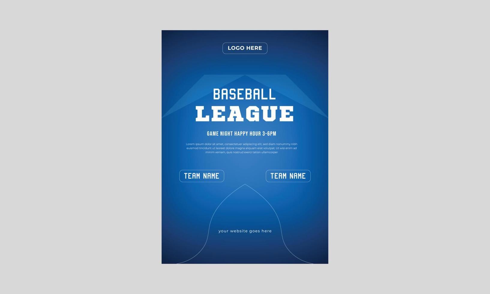 flyer de la ligue de baseball, modèle d'affiche de baseball, une illustration de flyer de fête de baseball, vecteur eps 10. fichier eps contient.