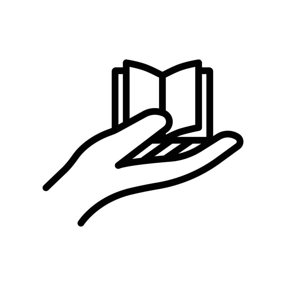 icône de la main avec un livre ouvert. style d'icône de ligne. adapté à l'icône de la littérature, à l'éducation. conception simple modifiable. vecteur de modèle de conception
