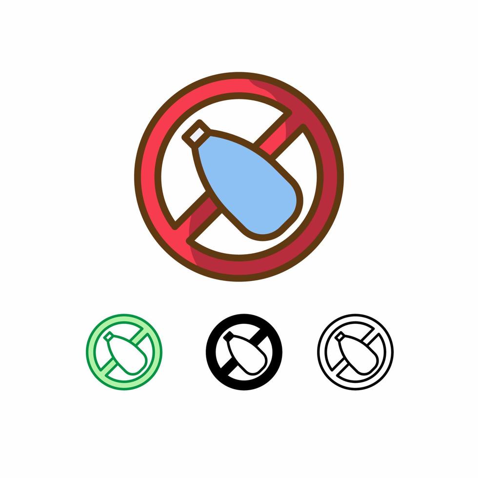 icône de vecteur d'interdiction en plastique isolé sur fond blanc. icône de l'écologie. ligne remplie, contour, icône solide. les signes et les symboles peuvent être utilisés pour le web, le logo, l'application mobile, l'interface utilisateur, l'ux