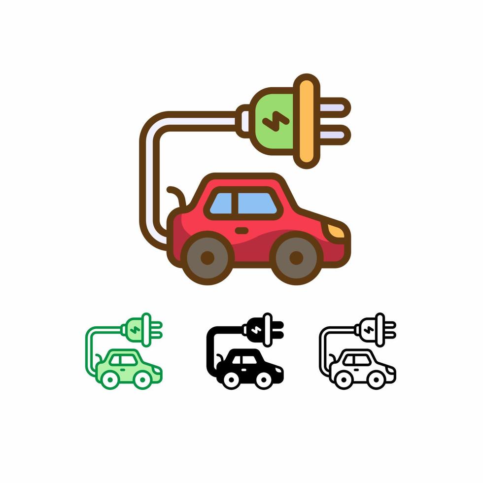 icône de vecteur de voiture électrique isolé sur fond blanc. icône de l'écologie. ligne remplie, contour, icône solide. les signes et les symboles peuvent être utilisés pour le web, le logo, l'application mobile, l'interface utilisateur, l'ux