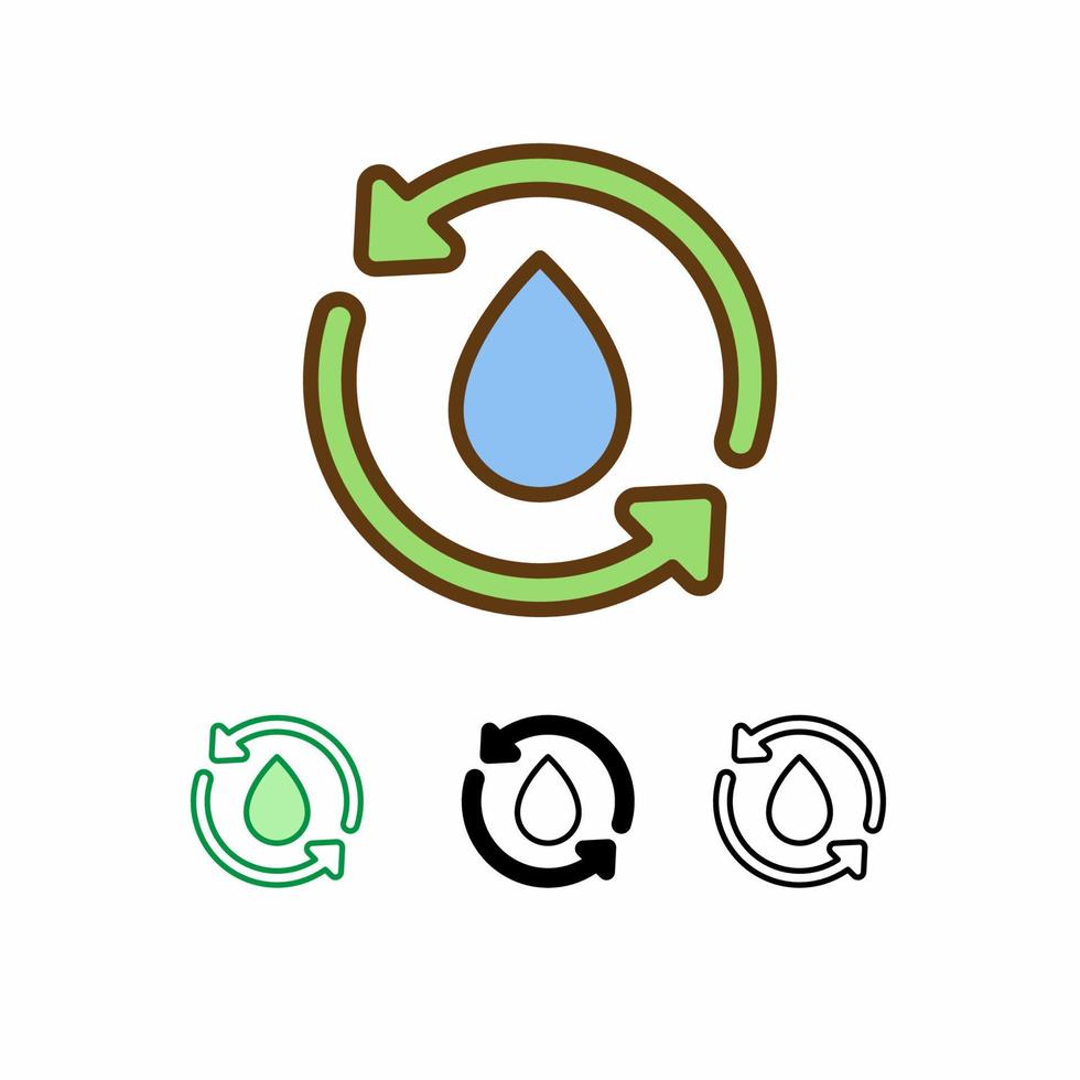 réutiliser l'icône de vecteur d'eau isolé sur fond blanc. icône de l'écologie de l'eau. ligne remplie, contour, icône solide. les signes et les symboles peuvent être utilisés pour le web, le logo, l'application mobile, l'interface utilisateur, l'ux