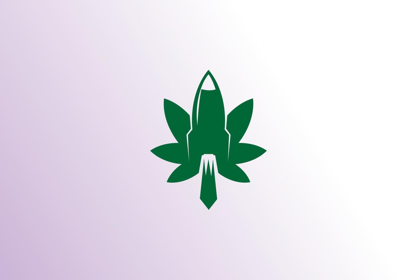 lancer une fusée avec une feuille de ganja de marijuana de cannabis pour le vecteur de conception de logo d'huile de cbd de chanvre