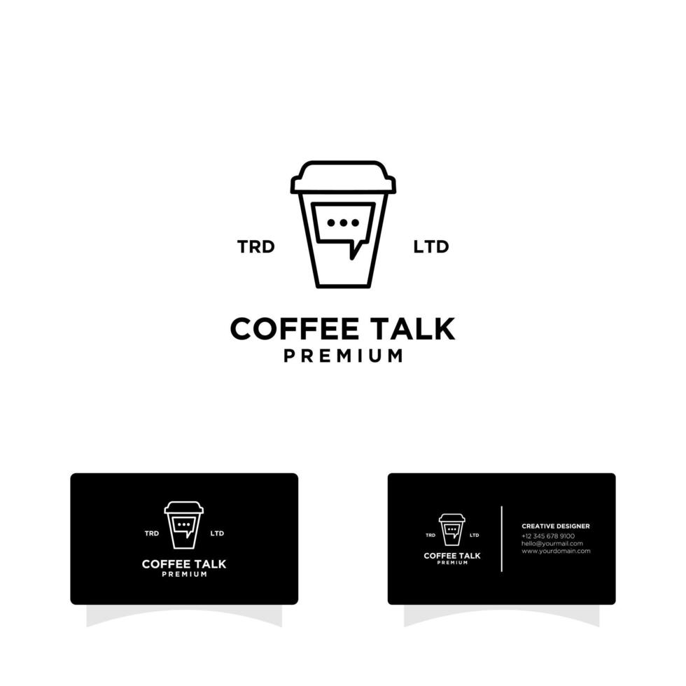logo de ligne de tasse de conversation de café vecteur