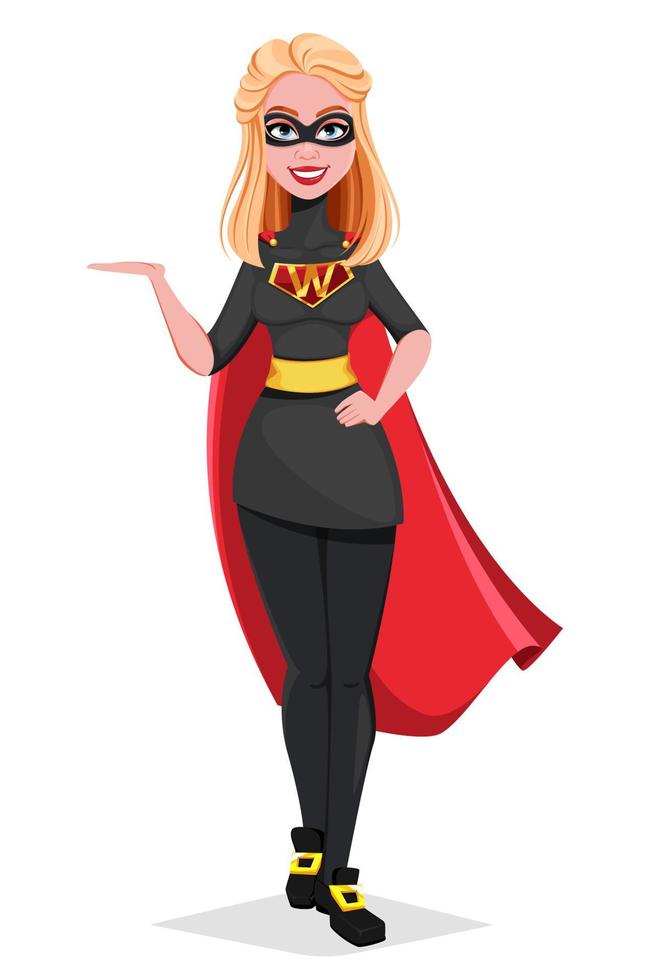 personnage de dessin animé de super-héros femme vecteur