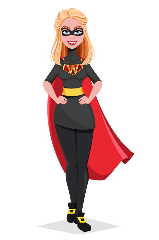 personnage de dessin animé de super-héros femme vecteur