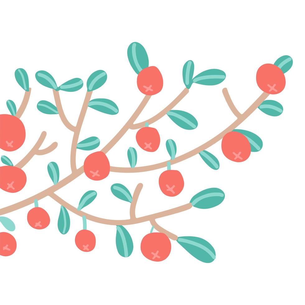 pommes sur une branche d'arbre. illustration de vecteur plat simple automne. brindille mignonne avec des feuilles et des fruits. clipart isolé.