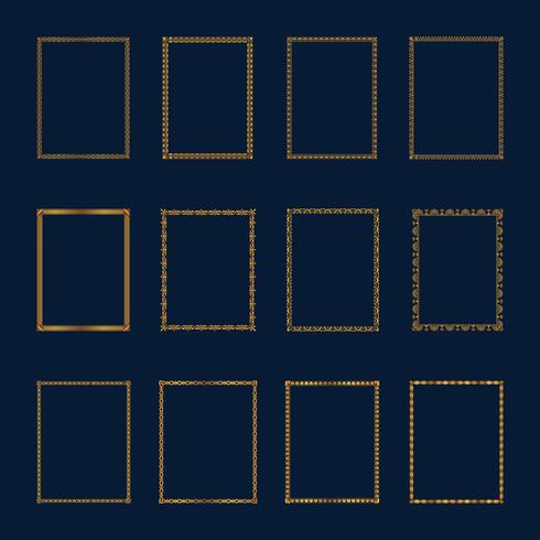 Ensemble de luxe doré cadres et frontières ensemble. Définir des cadres dorés modèle élégant lines.for restaurant, royauté, boutique, hôtel, héraldique, bijoux, mode et autre illustration vectorielle vecteur