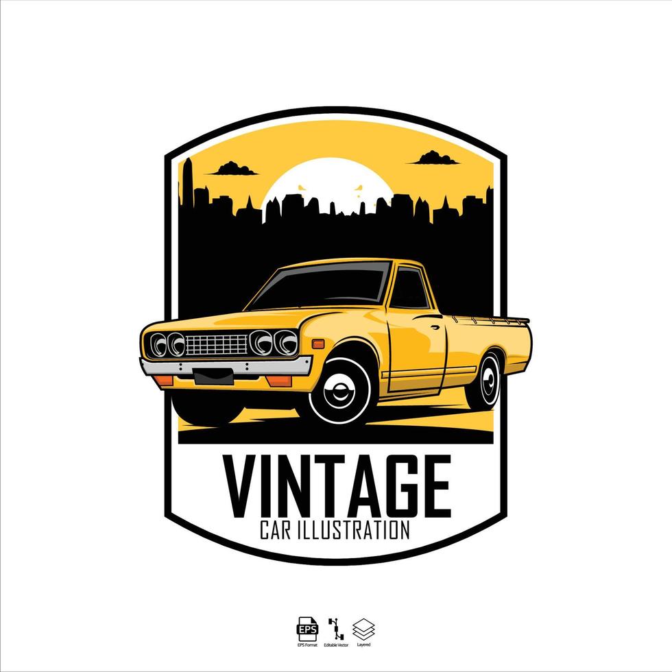 illustration de voiture vintage jaune.eps vecteur