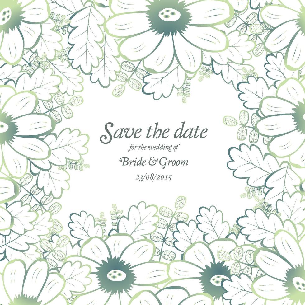 enregistrez le modèle de carte d'invitation de mariage de date. vecteur