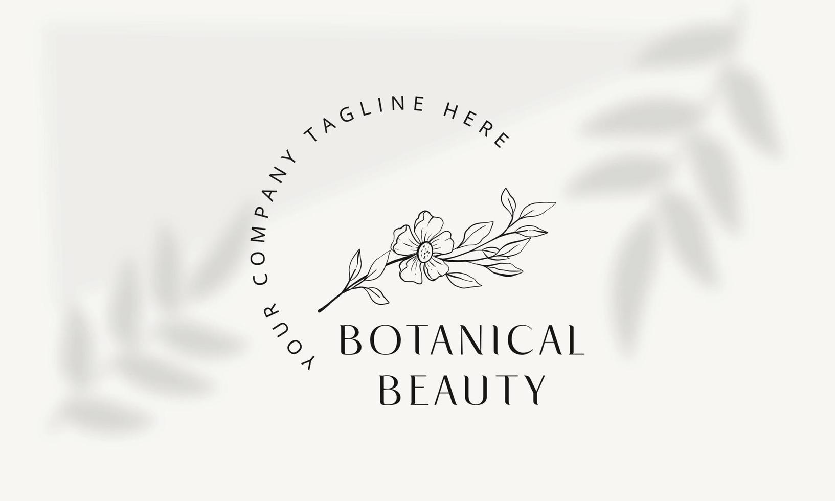 logo dessiné à la main d'élément floral botanique avec fleur et feuilles sauvages. logo pour spa et salon de beauté, boutique, magasin bio, mariage, designer floral, intérieur, photographie, cosmétique. vecteur