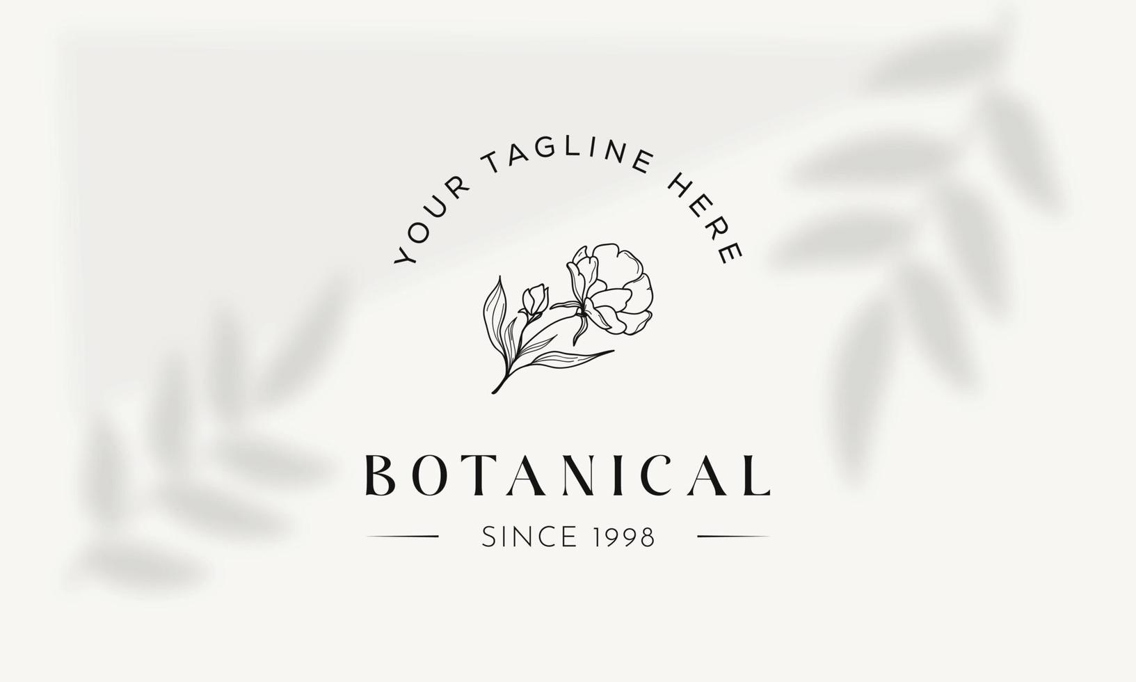 logo dessiné à la main d'élément floral botanique avec fleur et feuilles sauvages. logo pour spa et salon de beauté, boutique, magasin bio, mariage, designer floral, intérieur, photographie, cosmétique. vecteur