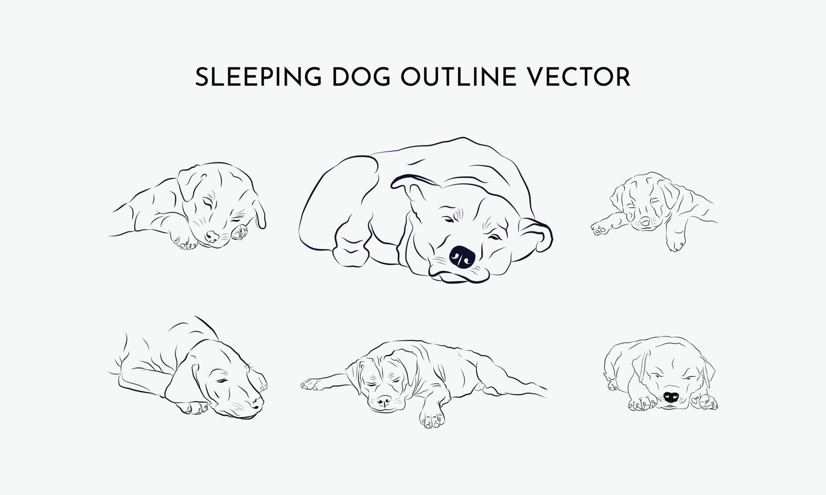 ensemble de modèle de conception de logo linéaire chien vecteur contour chien illustration vectorielle premium