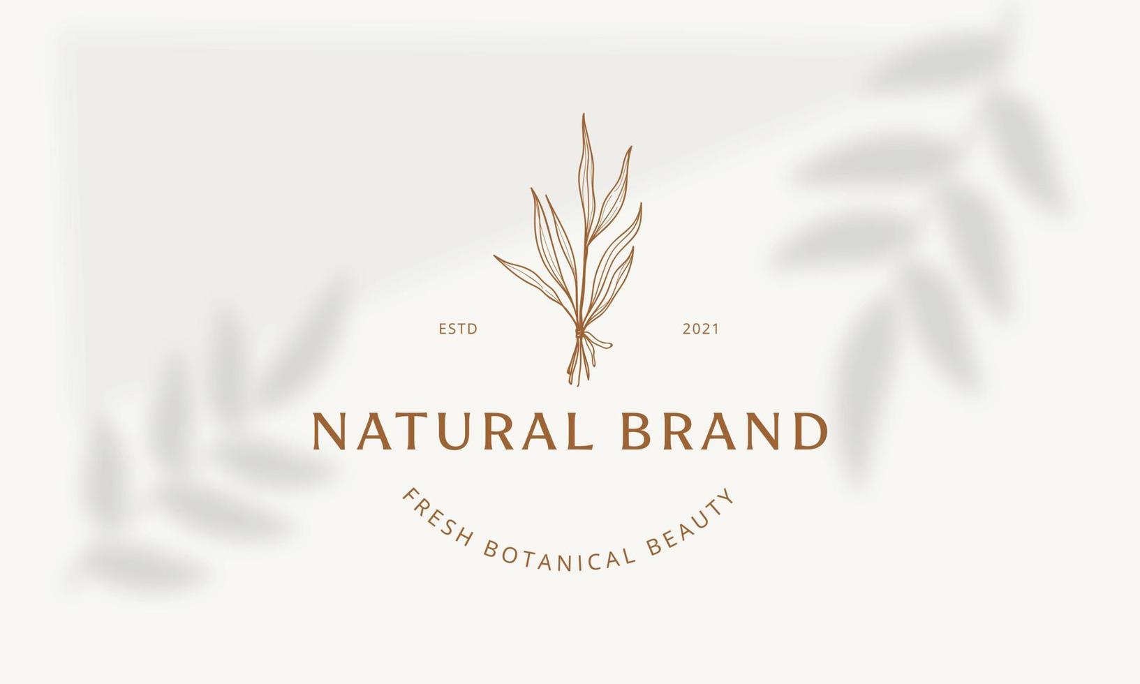 logo dessiné à la main d'élément floral botanique avec fleur et feuilles sauvages. logo pour spa et salon de beauté, boutique, magasin bio, mariage, designer floral, intérieur, photographie, cosmétique. vecteur