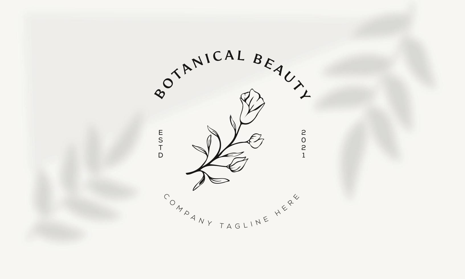 logo dessiné à la main d'élément floral botanique avec fleur et feuilles sauvages. logo pour spa et salon de beauté, boutique, magasin bio, mariage, designer floral, intérieur, photographie, cosmétique. vecteur