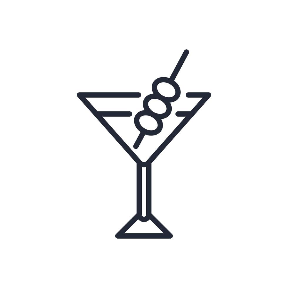 icône de cocktail élégant ligne mince isolé sur fond blanc - vecteur