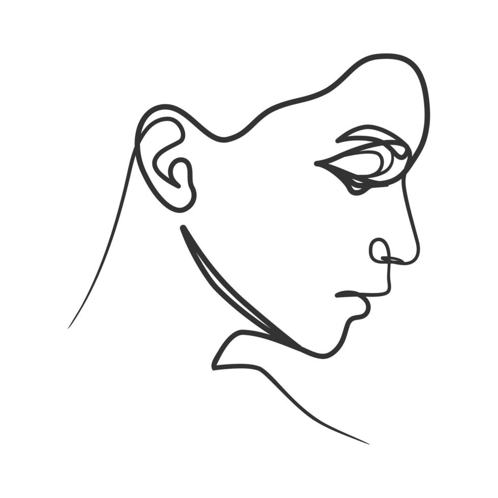 dessin en ligne continu du visage de la femme. portrait de femme d'une ligne vecteur