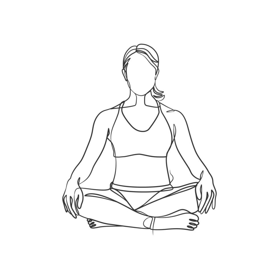 fille de yoga dessin au trait continu design minimaliste vecteur