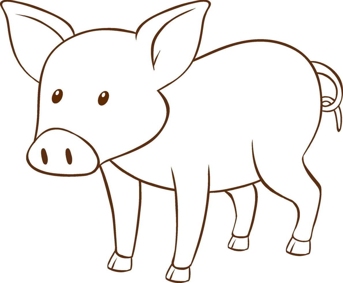 cochon dans un style simple doodle sur fond blanc vecteur