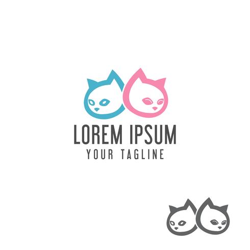 modèle de concept de conception de logo tête de chat mignon vecteur