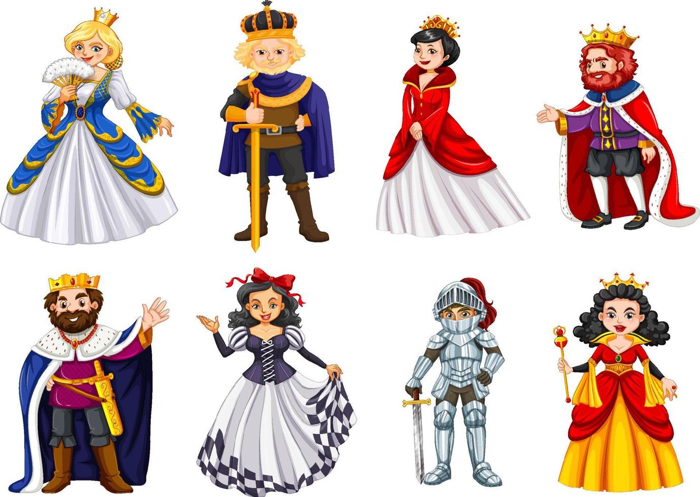 ensemble de personnages de dessins animés royaux vecteur